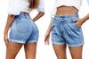 Damskie Spodenki Jeansowe M.sara Szorty Mom Fit Szerokie Nogawki