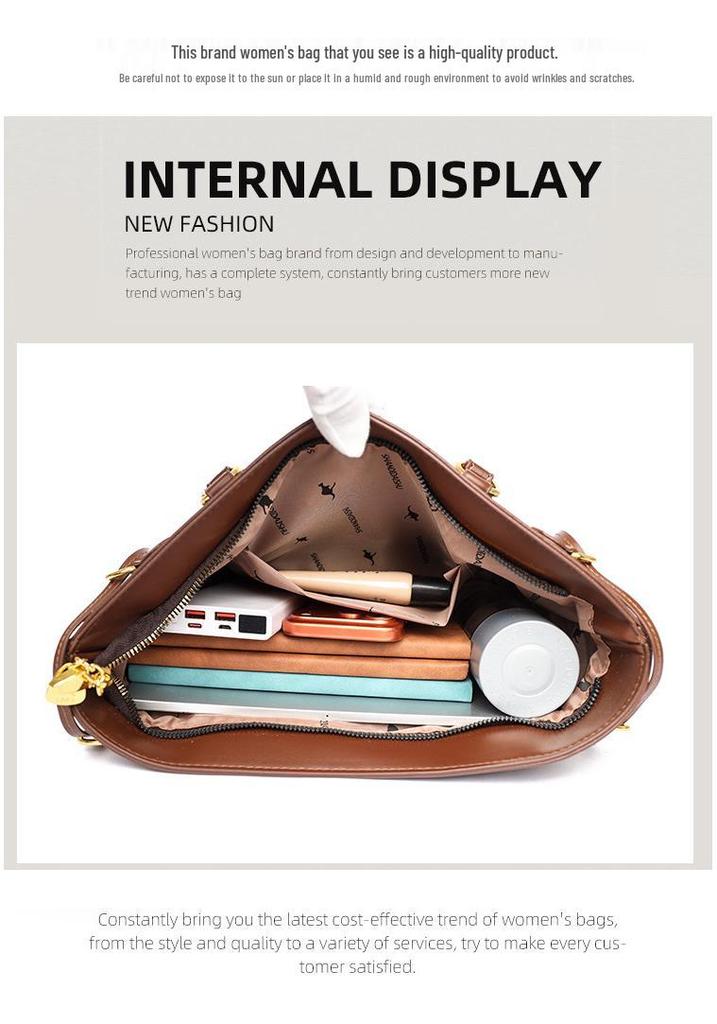 2026 Women's High-End Cross-Border Fashion Tote: Large-Capacity Commuting Shoulder Bag
