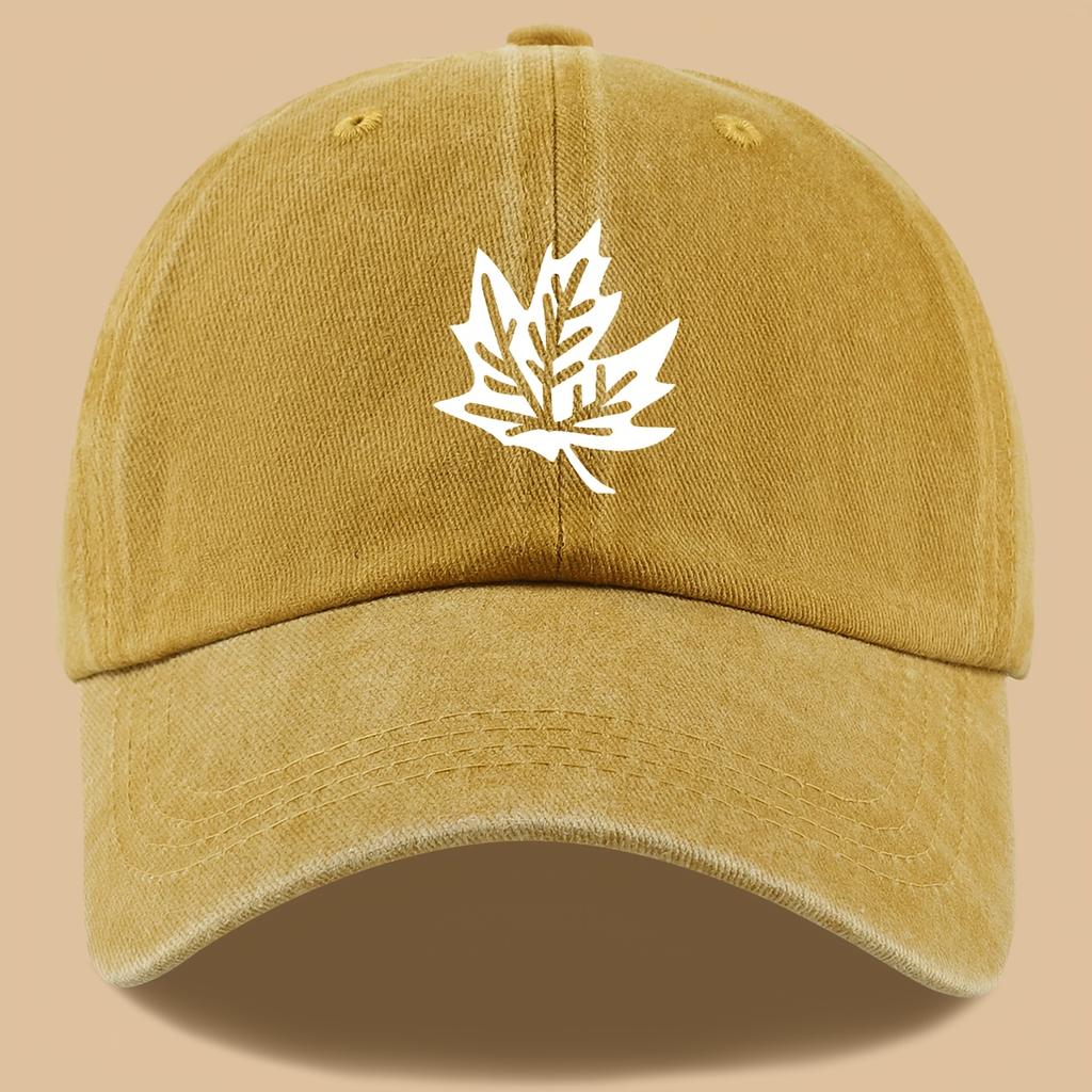 Maple Leaf Print Retro Trucker Cap Breathable Adjustable Baseball Cap Unisex Sun Hat