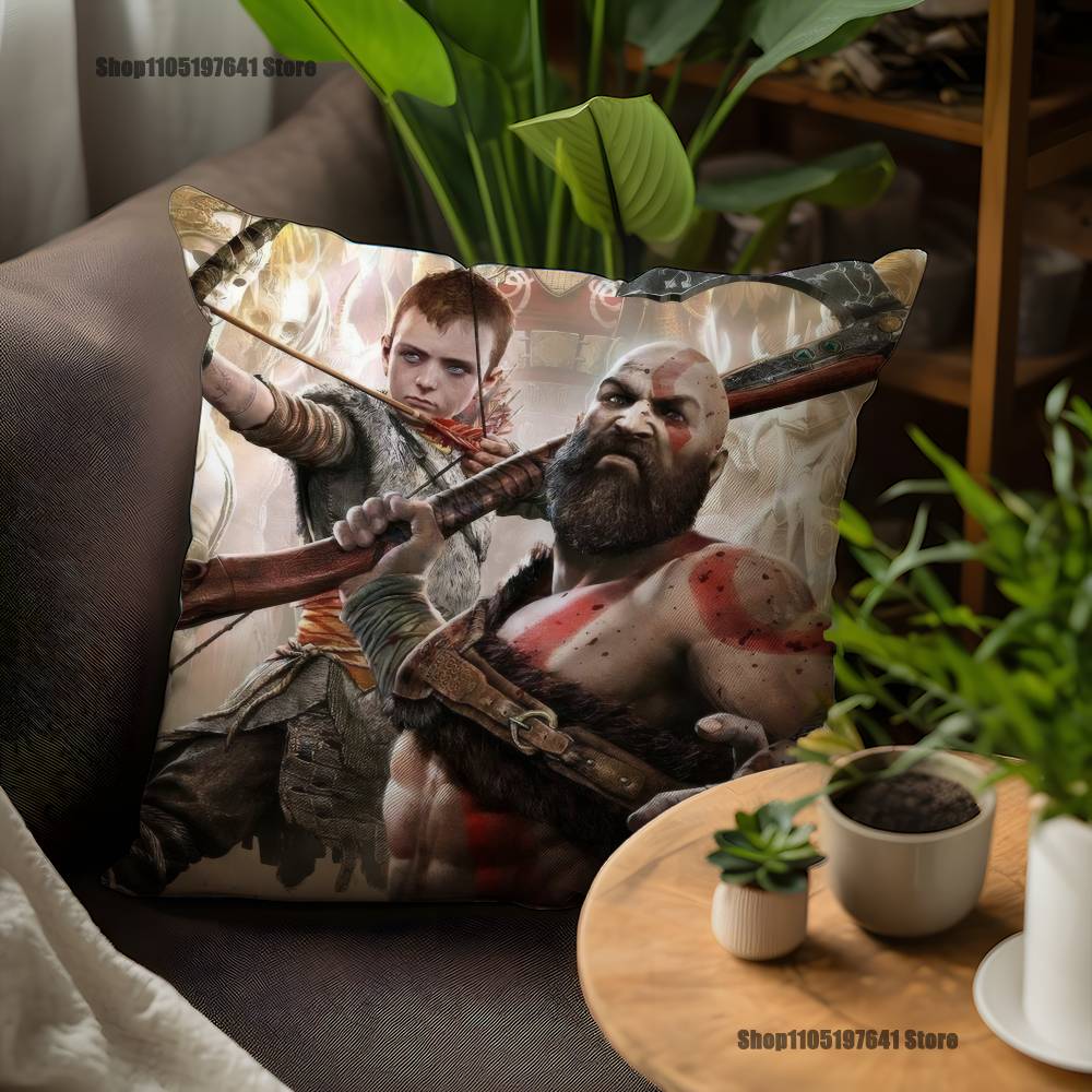 Game G-God Of W-War Kratos Pillow Case For Sofa Decor Car Office Room Printing Cushion Cover Decorations And Protector