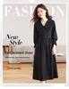 Elegantes Schwarz-Langes Kleid im Hepburn-Stil für den frühen Herbst mit Taillenbetonung