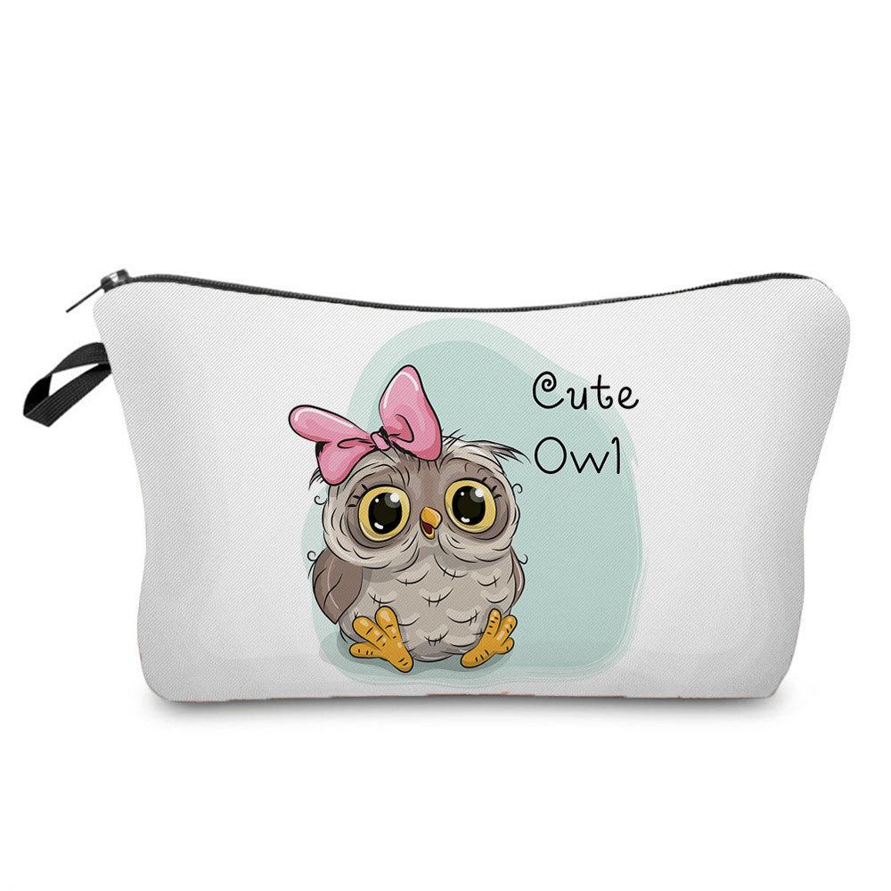 Women Owl Print Cosmetic Bag Toiletries Organize Travel Storage Case 6697