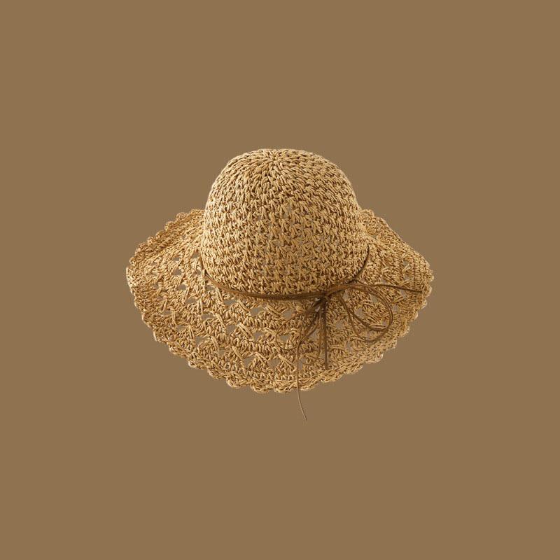 Fashion Ins Net Red Summer Outing Large Brim Sun-shading Beach Sun Hat Korean Version of The Obvious Face Small Straw French Straw Hat Female