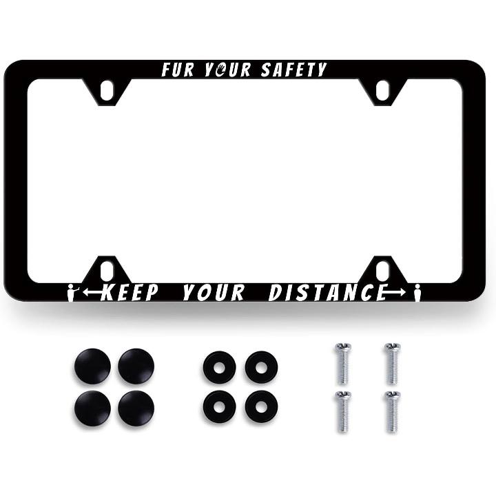 Blue Boho Flowers License Plate Frame Stainless Steel Holder 12.2" X 6.2" | Cute Floral License Plate Personalise Auto Parts for Men Women Car