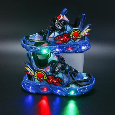 Lighted Children's Sports Shoes Breathable Leather Boy Shoes Small, Medium and Large Children's Running Shoes