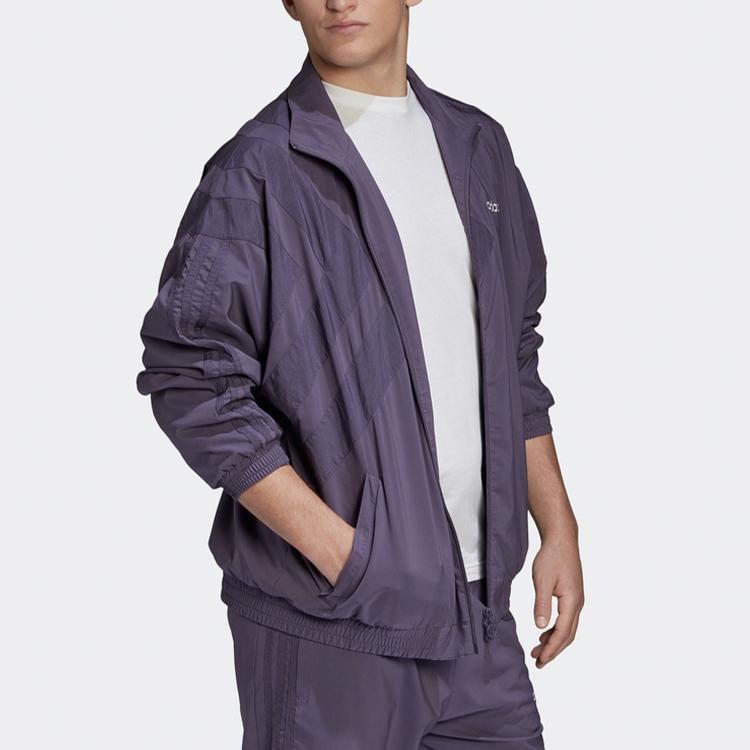Adidas Originals Trefoil Logo Print Stand Collar Sports Jacket Men Jackets Purple GL6157