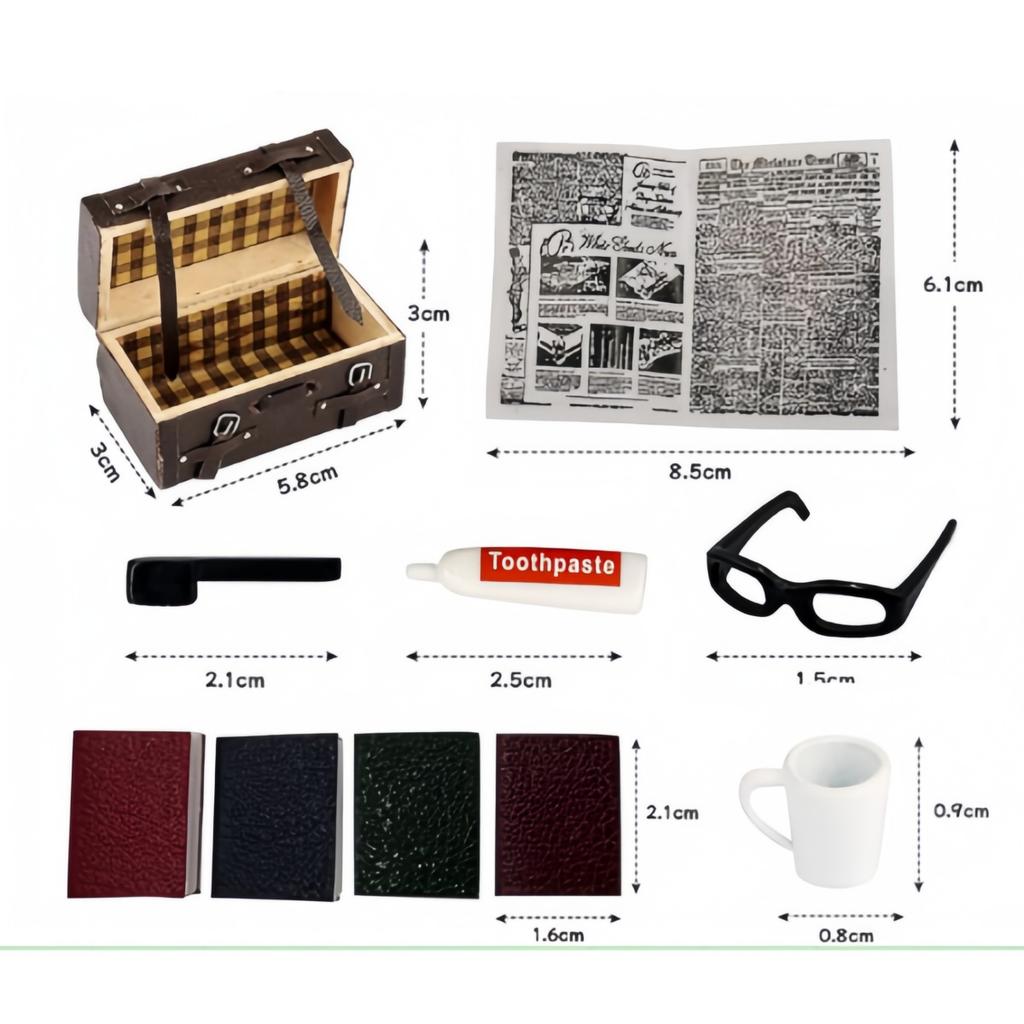 Valigia in Pelle per Bambola Mini 1:Valigia Portatile in Miniatura Scala 1:12 Valigia Vintage Mobili per Casa delle Bambole Accessori per Bambole Fai da Te Regalo