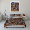 3Pcs Noah's Ark Animal Bedding Set, Colorful Jungle Animals on the Ark Print Duvet Cover + 2 Pillowcases, Kids' Biblical Decor