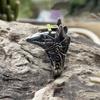 Trendy Fashion Fancy Titanium Steel Ring Men Retro Style Punk Fashion Cool Popular Brand Trendy Punk Food Tail Ring