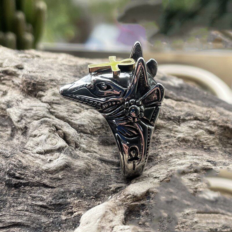 Trendy Fashion Fancy Titanium Steel Ring Men Retro Style Punk Fashion Cool Popular Brand Trendy Punk Food Tail Ring