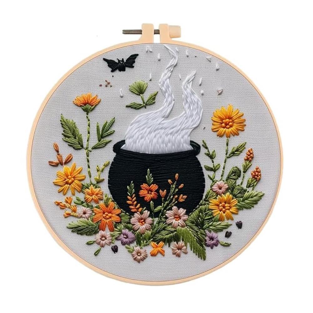Halloween Embroidery Kit with Instructions Ghost & Gothic Stamped Cross Stitch Kits Needlepoint Kit for Adults & Beginners