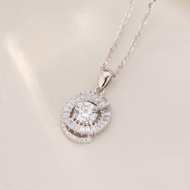 

S925 Sterling Silver Ice Flower Pendant Necklace – Minimalist Luxury Style for Women 925 Silver