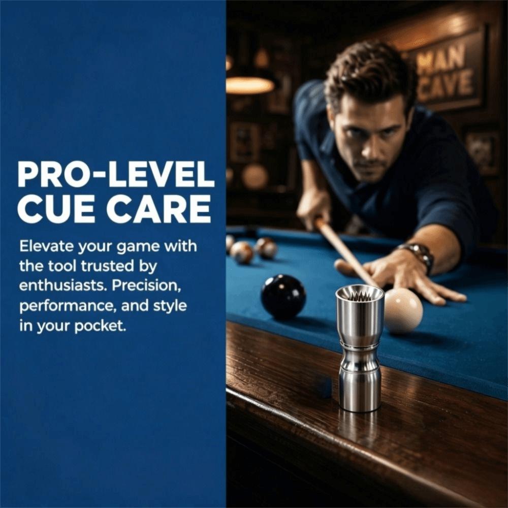 Silver Cue Tip Shaper Textured End Billiard Repair Tool Compact Cue Tip Tool Pool Cue Care