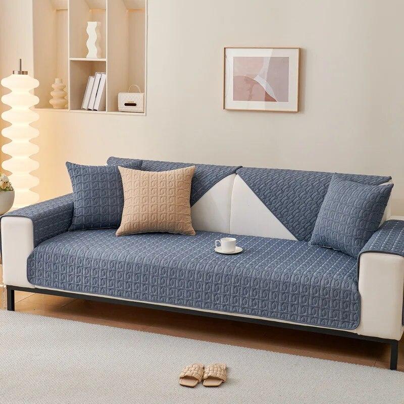 New Korean Little Fresh Sofa Mat Four Season Pure Cotton Anti Slip Cushion Winter Solid Color Fabric Art Sofa Cover Back Cushion