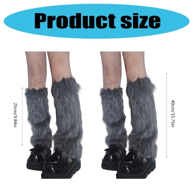 Verdickte Plüsch Socken ohne Füße Anti-Rutsch Design Beinstulpen Herbst Winter Thermisch Pelzig Stiefelüberzieher für Damen Streetwear