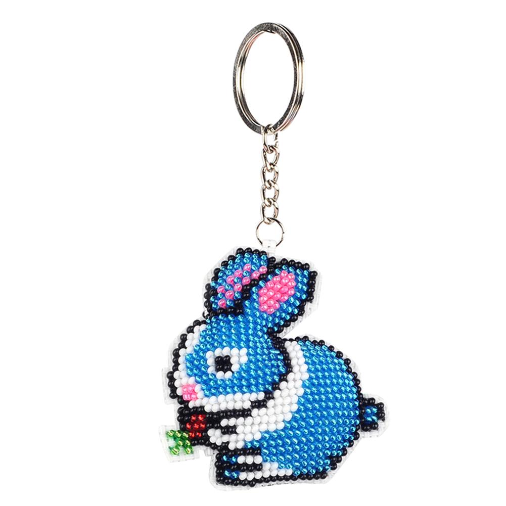 Buy Bead Cross Stitch Keychain Needlework DIY Key Ring Kit Rabbit Stamped Craft at affordable