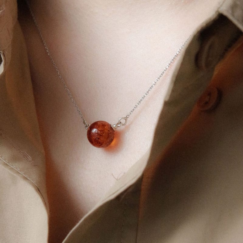 

J.Lauren Amber Ball Silver Necklace Bn0565 single type