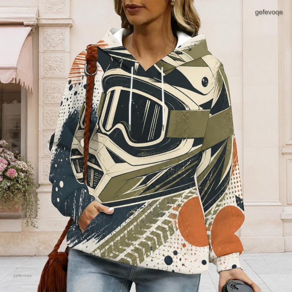 Womens Plus Size White Drawstring Hooded Sweatshirt Long Sleeve Loose Soft Casual Leisure Daily Top