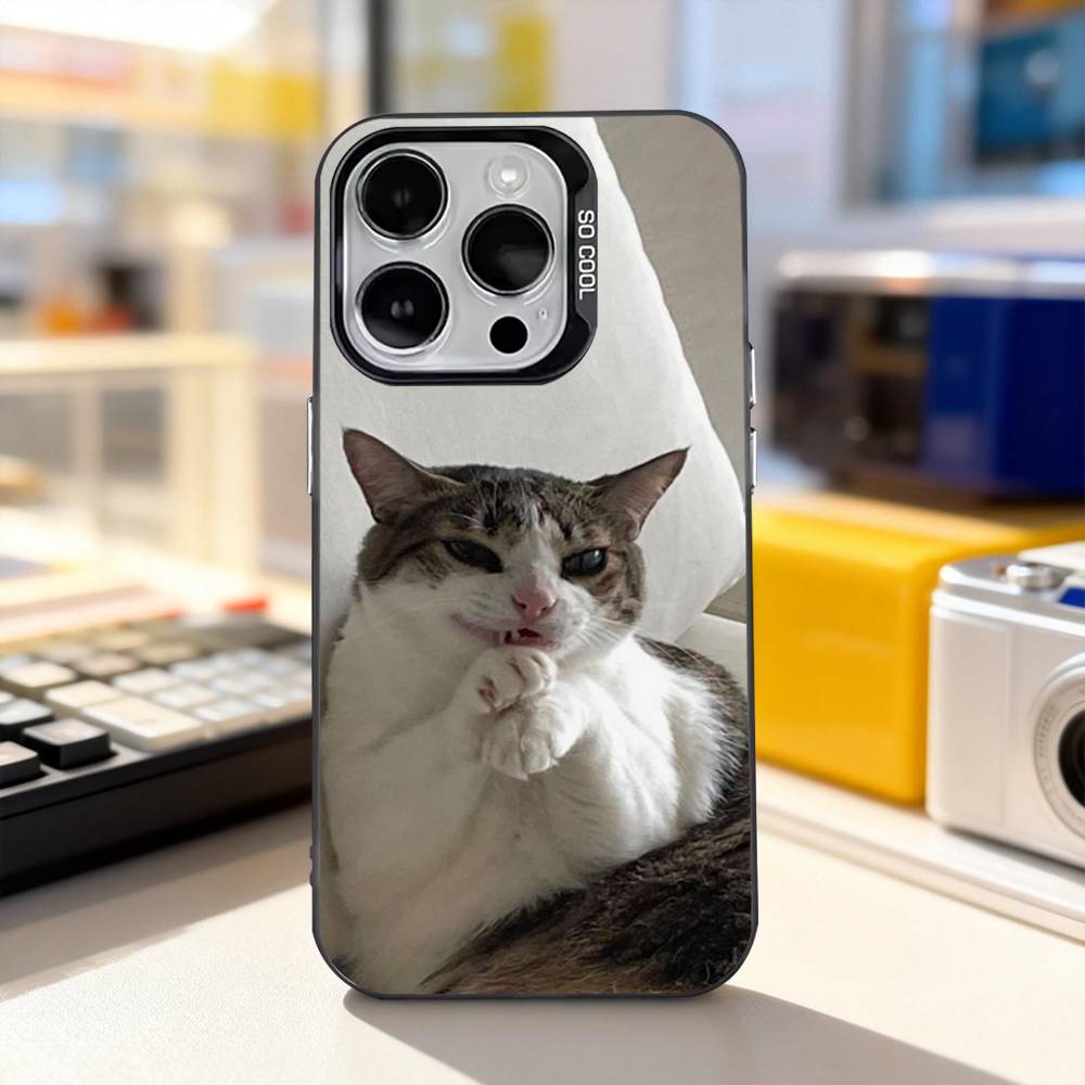 Funny Cat Memes Cute Phone Case For iPhone 11,12,13,14,15,16,17,Pro,Max,Plus,E,Air,Mini IMD Matte Black
