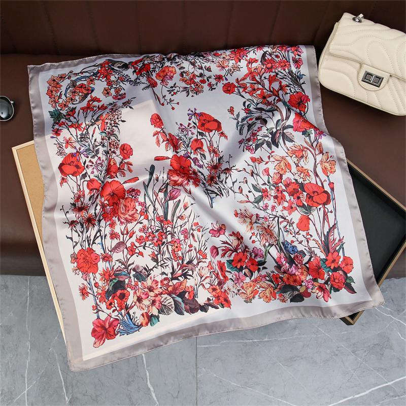 Luxury Printing Silk Square Scarf Women Neck Hair Tie Band Beach Hijab Kerchief Head Headbands Bandana Female Foulard 70cm