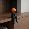Spooky Home Decorations 3D Printed Pumpkin Head Sitting Figurine, Halloween Funny Gentleman Seasonal Room Decoration, Miniature Statue Desktop