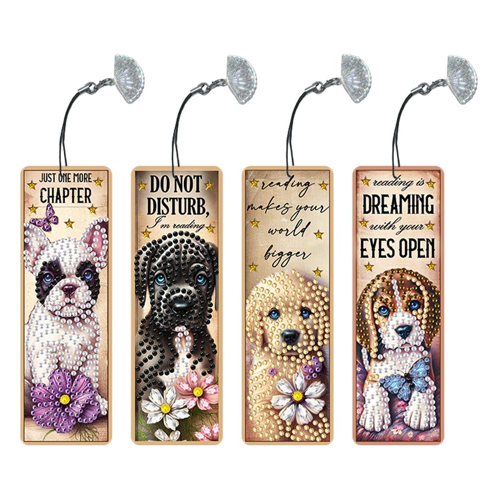 

4Pcs Animal Patterns DIY Diamond Painting Art Bookmarks Irregular Shaped Diamonds for Readers Home Office Book Decor & Gift Idea