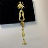 Metal Alloy Long Pendant Pins Exaggerated Pin Brooches Fashion Eyes Facial Brooches  Coat Accessory