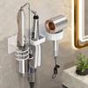 Aluminum Hair Dryer Holder 3 in 1 Toilet Blower Holder Practical Curling Iron Shelf  Bathroom