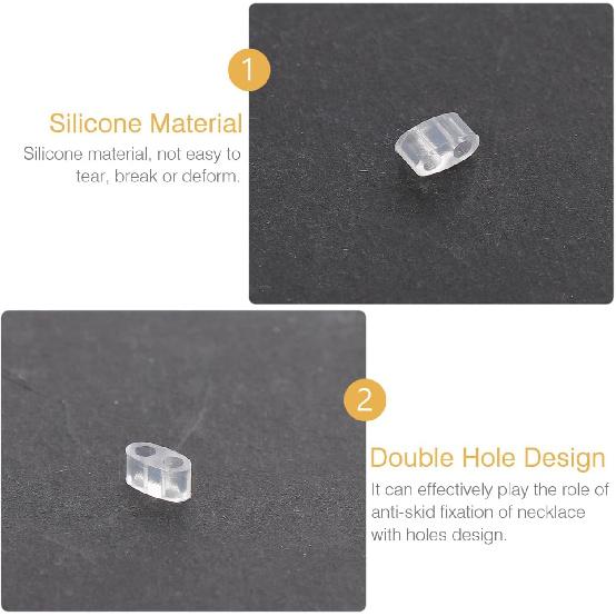 20Pcs Double Hole Silicone Stoppers for Jewelry Making Anti-Slip Necklace and Bracelet Clasps DIY Craft Accessories