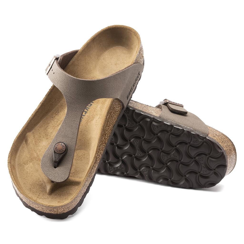 Damen Zehentrenner Birkenstock Gizeh Birko-Flor Nubuk Mocha Mocca schmal schmal braun (043753)