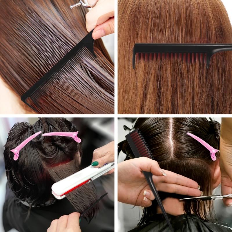 Hair Styling Comb Set Teasing Hair Brush Rat Tail Combs Edge Brush Hair Tail Tools Braid Tool Loop with Hair Clips