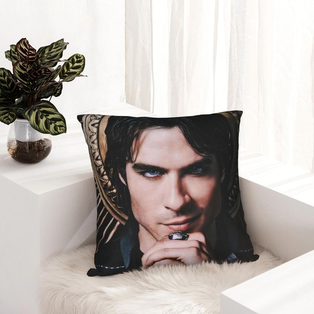 Damon Salvatore The Vampire Diaries Pillowcase Printing Cushion Cover Decorations Ian Somerhalder Throw Pillow Case Cover