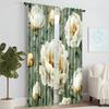 2 pcs   versatile polyester transparent curtains for home decoration Peony Flower for use in bedrooms and living rooms