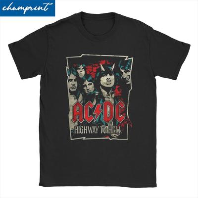 AC Rock 1975 Banda DC Camiseta para Homens Mulheres Algodão Puro Camiseta Vintage Gola Redonda Camisetas Manga Curta Roupas 6XL
