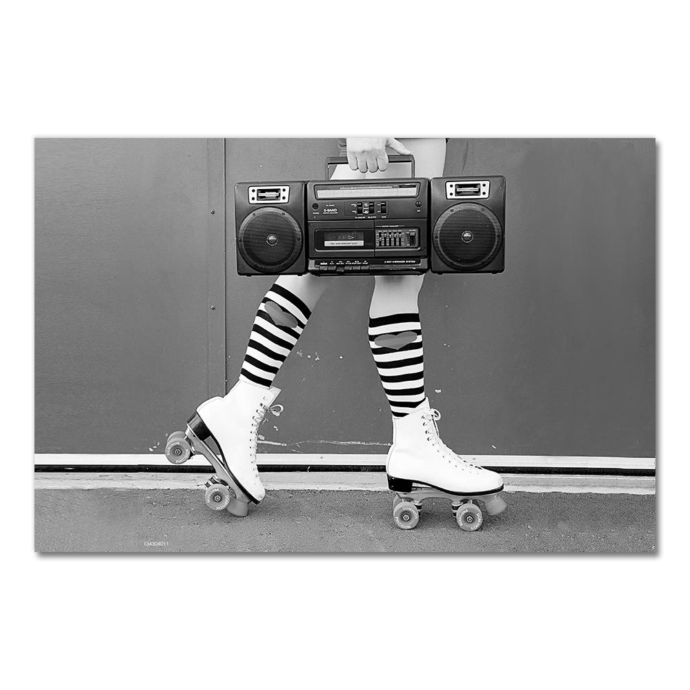 Black White Poster Fashion Print Sexy Movie Girl Camera Canvas Painting Minimalist Wall Art Picture Modern Living Room Decor