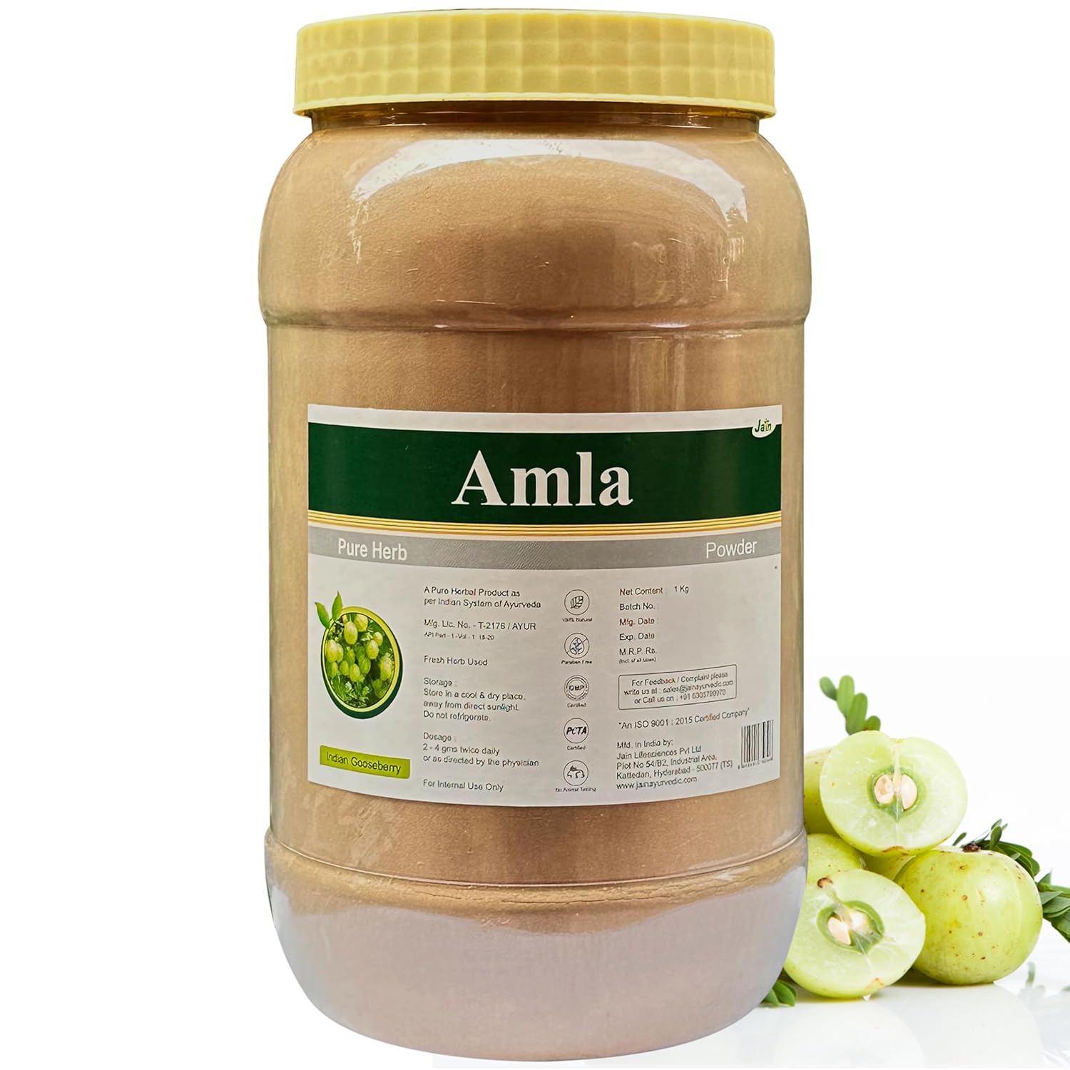 JAIN Pure Amla Powder 1 Kg Pack of 1 | Natural Indian Gooseberry for Smoothies, Teas & Cooking, Vegan Superfood