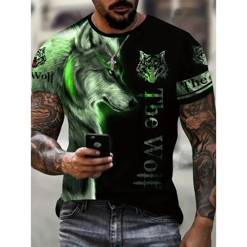 Summer Fashion Street Cool Short-sleeved 3D Digital Printed Gradient Lion Men's T-shirt