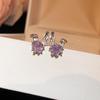 Custom Zircon Heart Rabbit Stud Earrings - Unique Geometric Jewelry for Women
