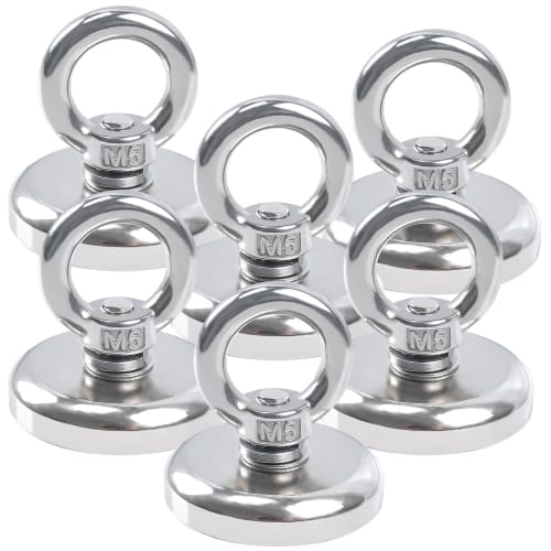 Set of 6 Super Strong Magnetic Hooks, 32mm Diameter, Strong Magnetic Hooks, 35kg Vertical Load Capacity, Storage Hooks, Lifting Hooks, Suitable for Ki