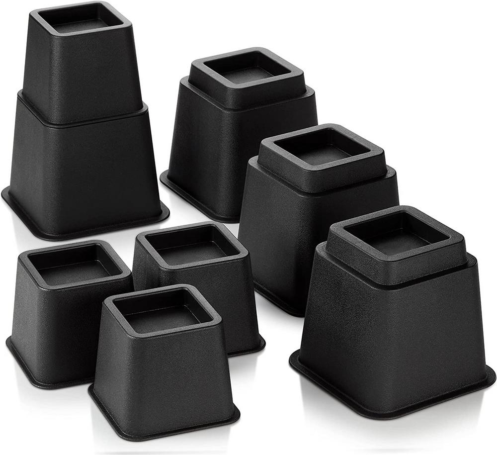 

8pcs Furniture Leg Risers Bed Foot Pads Heavy Duty Up To 1 300 Lbs Sofa Table Chair Leg Risers Square Bed Foot 4.7 Inch 5.2 Inch чёрный