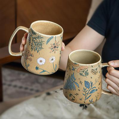Keramiktassen Kaffeetassen Handbemalt Unregelmäßige Blume Milchteetasse Koreanischer Stil Haferflocken Frühstückstasse Trinkgeschirr Küche