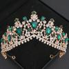 Grønne Krystall Tiaraer og Kroner Pannebånd for Kvinner Fest Strass Krone Brud Bryllup Hårpynt Smykker Krone Tiara