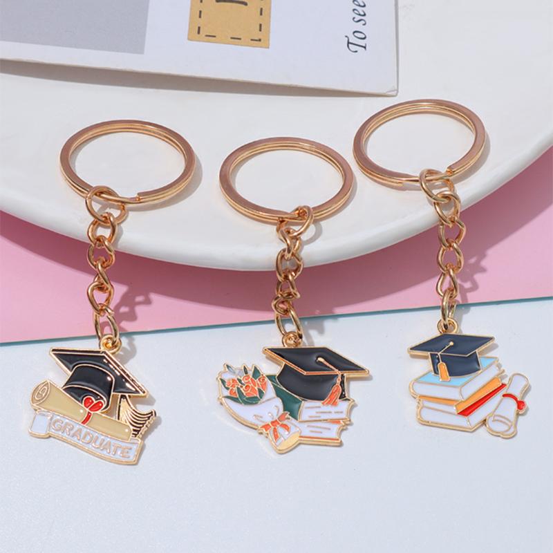Creative Flowers Bachelor'S Hat Book Pendant Keychain Top Student Graduation Season Souvenir Bag Pendant