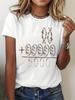 Plus Size Casual Summer Short Sleeved Harajuku Streetwear Tops Tees Women'S Faith-Inspired Graphic Print TShirt Sleeve Crew Neck