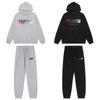 European and American Trendy Brand Red-gray Towel Embroidered with Fleece-lined Men's Couple's High Street Casual Sweatshirt and Pants Set