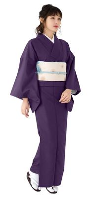 Wasbare Effen Crêpe Diepe [KYOETSU] Kimono, Laag, Kleur, Stof, Dames (M, Paars)
