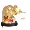 Christmas Decoration Small Imitation Glass Cover Mini with Light Emitting Snow Falling Small Christmas Tree Desktop Ornament