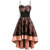 Damen Vintage Gotisches Spitze Abschlussballkleid Spaghettiträger Herz Ausschnitt Korsett Schnürung Hoher Niedriger Saum Ausgestellt A-Linie Abendparty Cocktail Formelles Kleid