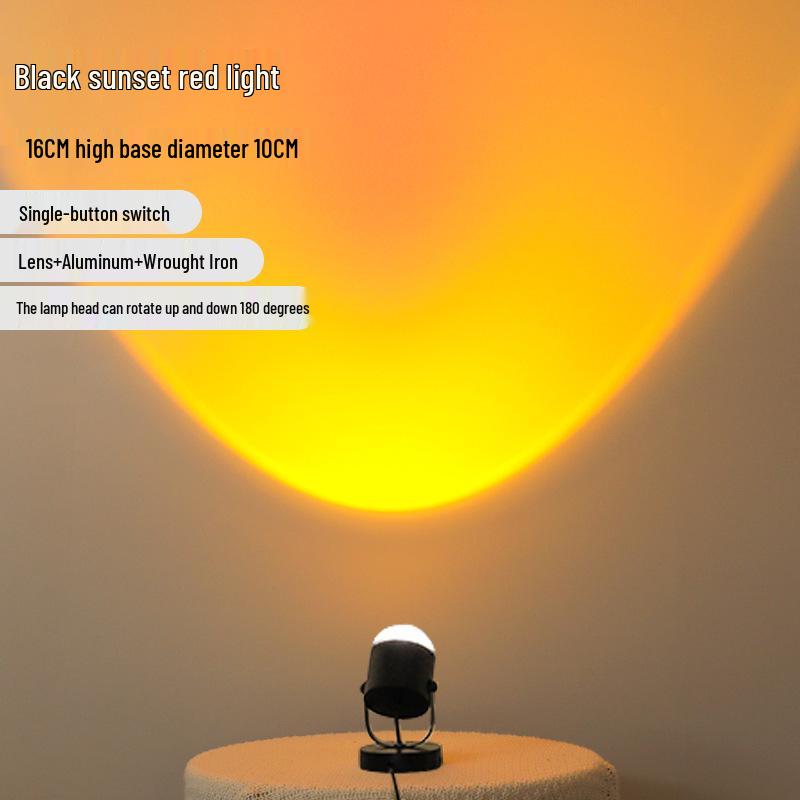 Rotující Stolní Lampa s Vlnkami Vody – Atmosféra Západu Slunce Červená & Noční Světlo