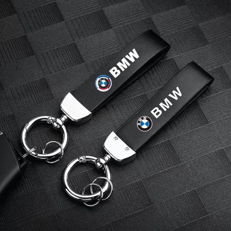 Leather Car Logo Key Chain Keyring Auto Interiors Accessories For BMW 50th Anniversary E46 E90 E60 F30 F10 E39 E36 F20 G20 G30 ulcr72